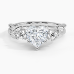 Budding Willow Three Stone Diamond Ring Platinum Heart Engagement Ring