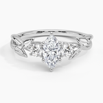 Budding Willow Three Stone Diamond Ring Platinum Marquise Engagement Ring