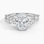 Budding Willow Three Stone Diamond Ring Platinum Oval Engagement Ring
