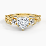 Budding Willow Three Stone Diamond Ring Yellow Gold 18k Heart Engagement Ring