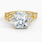 Budding Willow Three Stone Diamond Ring Yellow Gold 18k Radiant Engagement Ring