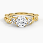 Budding Willow Three Stone Diamond Ring Yellow Gold 18k Round Engagement Ring