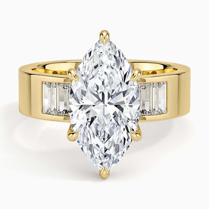 Peyton 5mm Channel-Set Diamond Ring Yellow Gold 18k Marquise Engagement Ring