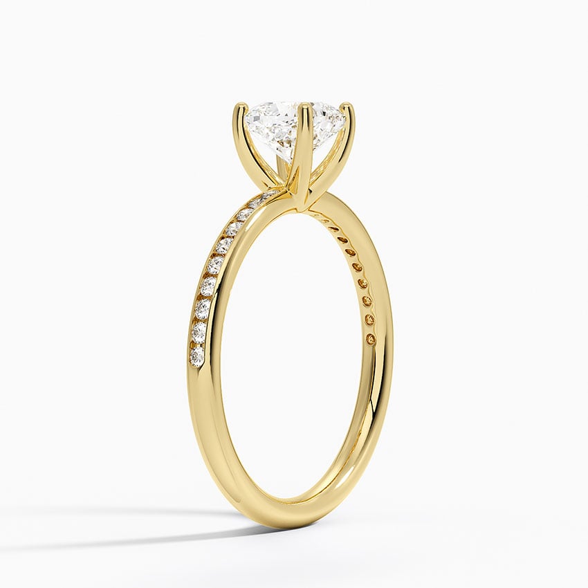 Tabitha Channel Set Diamond Ring Yellow Gold 18k Cushion Engagement Ring