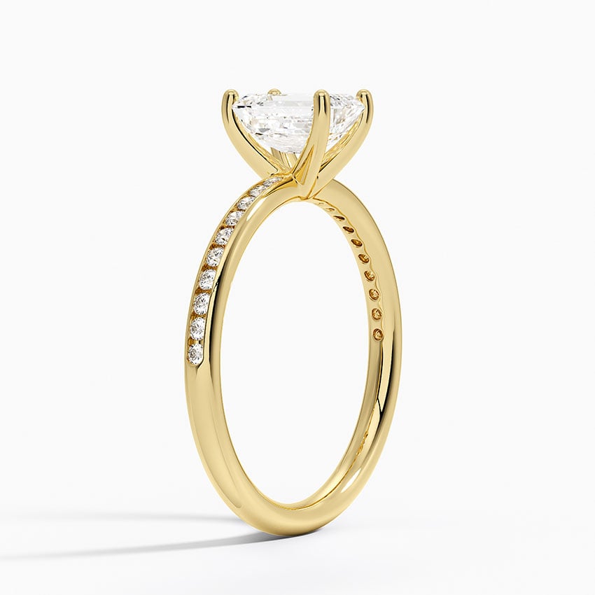 Tabitha Channel Set Diamond Ring Yellow Gold 18k Emerald Engagement Ring