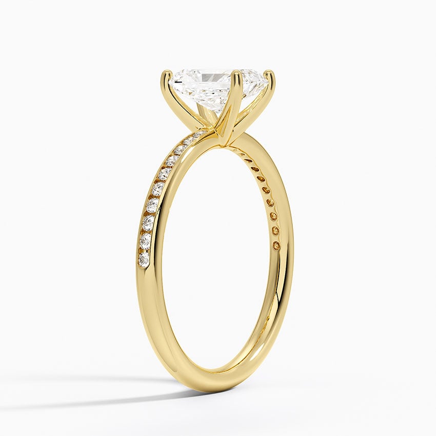Tabitha Channel Set Diamond Ring Yellow Gold 18k Radiant Engagement Ring