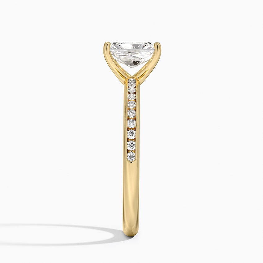 Tabitha Channel Set Diamond Ring Yellow Gold 18k Radiant Engagement Ring
