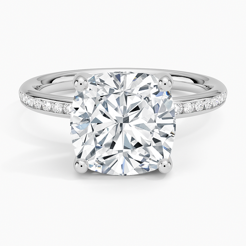 Tabitha Channel Set Diamond Ring Platinum Cushion Engagement Ring