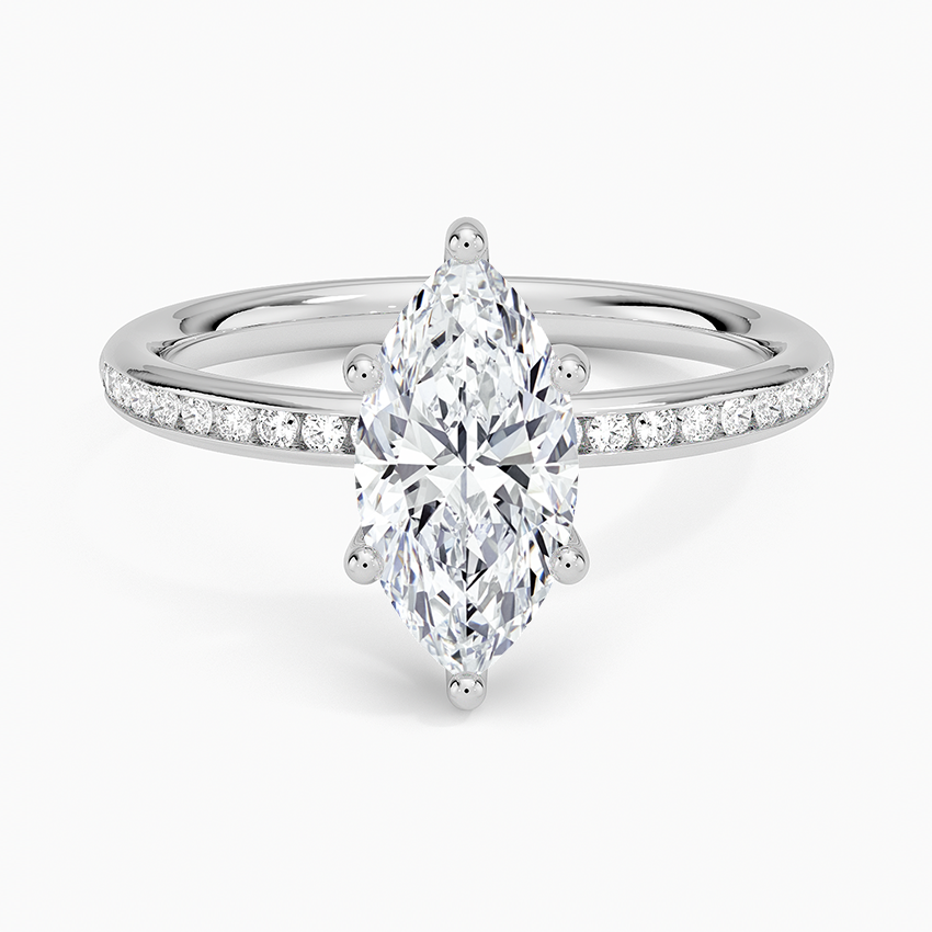 Tabitha Channel Set Diamond Ring Platinum Marquise Engagement Ring