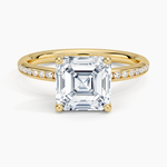 Tabitha Channel Set Diamond Ring Yellow Gold 18k Asscher Engagement Ring