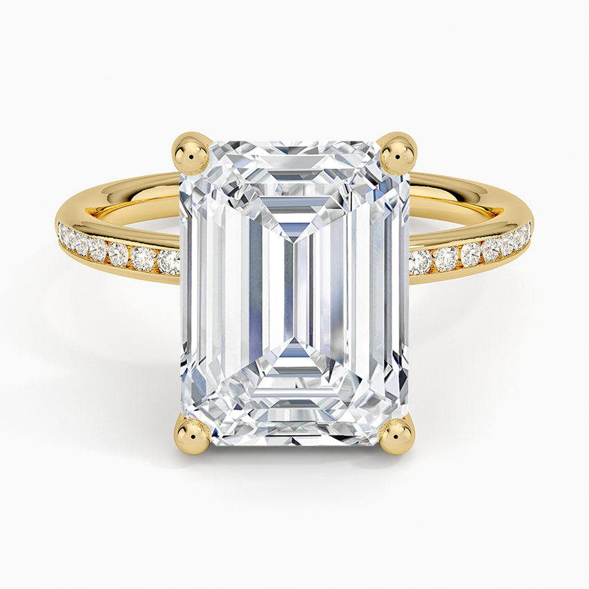 Tabitha Channel Set Diamond Ring Yellow Gold 18k Emerald Engagement Ring