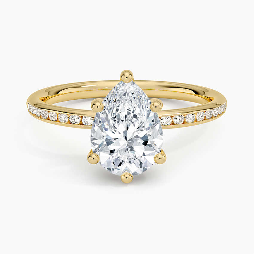 Tabitha Channel Set Diamond Ring Yellow Gold 18k Pear Engagement Ring