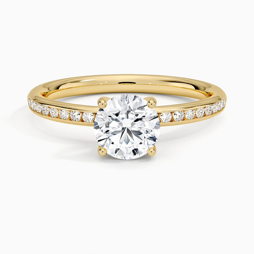 Tabitha Channel Set Diamond Ring Yellow Gold 18k Round Engagement Ring
