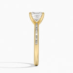 Tabitha Channel Set Baguette Diamond Ring Yellow Gold 18k Asscher Engagement Ring