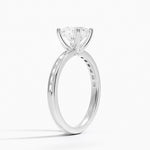 Tabitha Channel Set Baguette Diamond Ring Platinum Cushion Engagement Ring