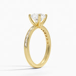 Tabitha Channel Set Baguette Diamond Ring Yellow Gold 18k Cushion Engagement Ring