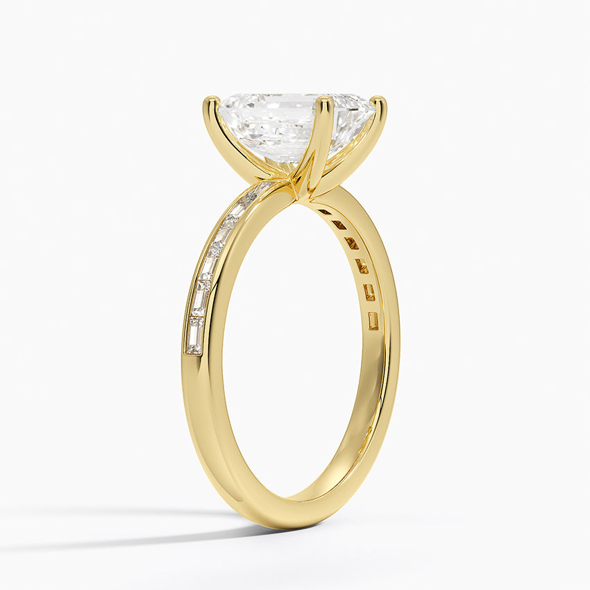 Tabitha Channel Set Baguette Diamond Ring Yellow Gold 18k Emerald Engagement Ring