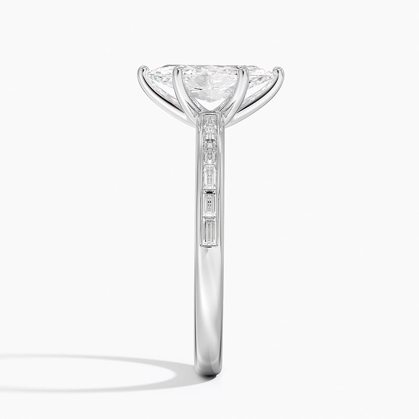 Tabitha Channel Set Baguette Diamond Ring Platinum Marquise Engagement Ring