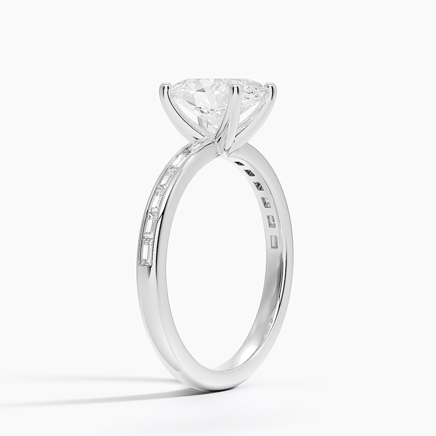 Tabitha Channel Set Baguette Diamond Ring Platinum Oval Engagement Ring