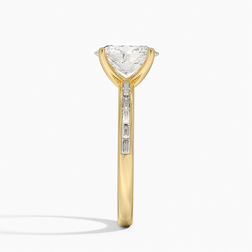 Tabitha Channel Set Baguette Diamond Ring Yellow Gold 18k Oval Engagement Ring