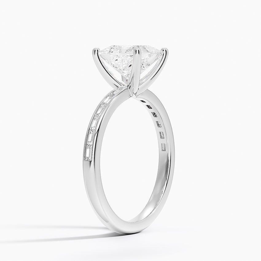 Tabitha Channel Set Baguette Diamond Ring Platinum Princess Engagement Ring