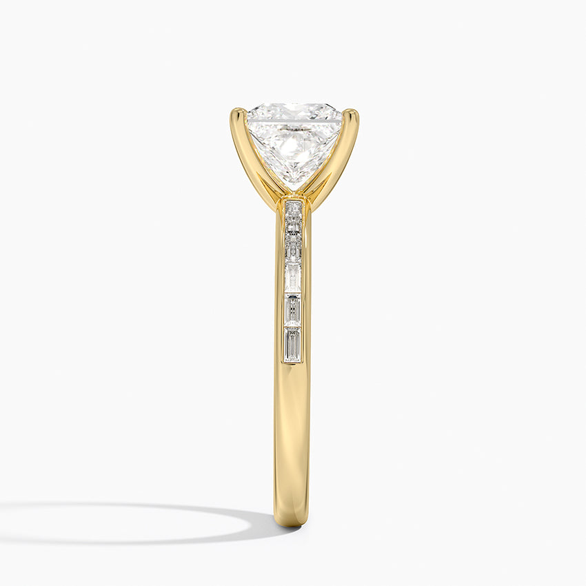 Tabitha Channel Set Baguette Diamond Ring Yellow Gold 18k Princess Engagement Ring