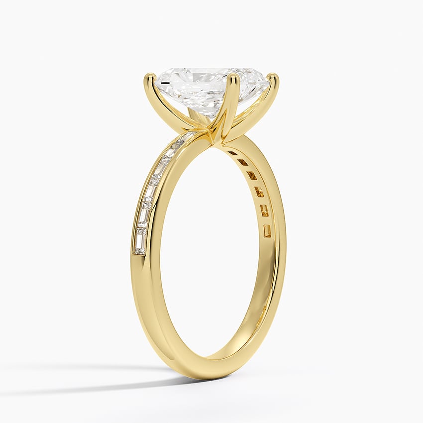 Tabitha Channel Set Baguette Diamond Ring Yellow Gold 18k Radiant Engagement Ring