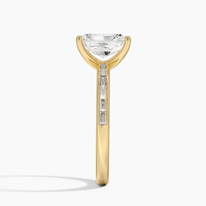Tabitha Channel Set Baguette Diamond Ring Yellow Gold 18k Radiant Engagement Ring