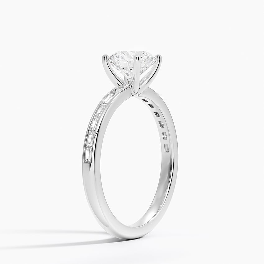 Tabitha Channel Set Baguette Diamond Ring Platinum Round Engagement Ring