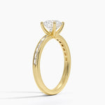 Tabitha Channel Set Baguette Diamond Ring Yellow Gold 18k Round Engagement Ring