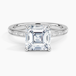 Tabitha Channel Set Baguette Diamond Ring Platinum Asscher Engagement Ring