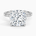 Tabitha Channel Set Baguette Diamond Ring Platinum Cushion Engagement Ring