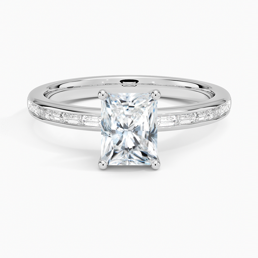 Tabitha Channel Set Baguette Diamond Ring Platinum Radiant Engagement Ring