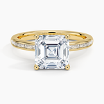 Tabitha Channel Set Baguette Diamond Ring Yellow Gold 18k Asscher Engagement Ring