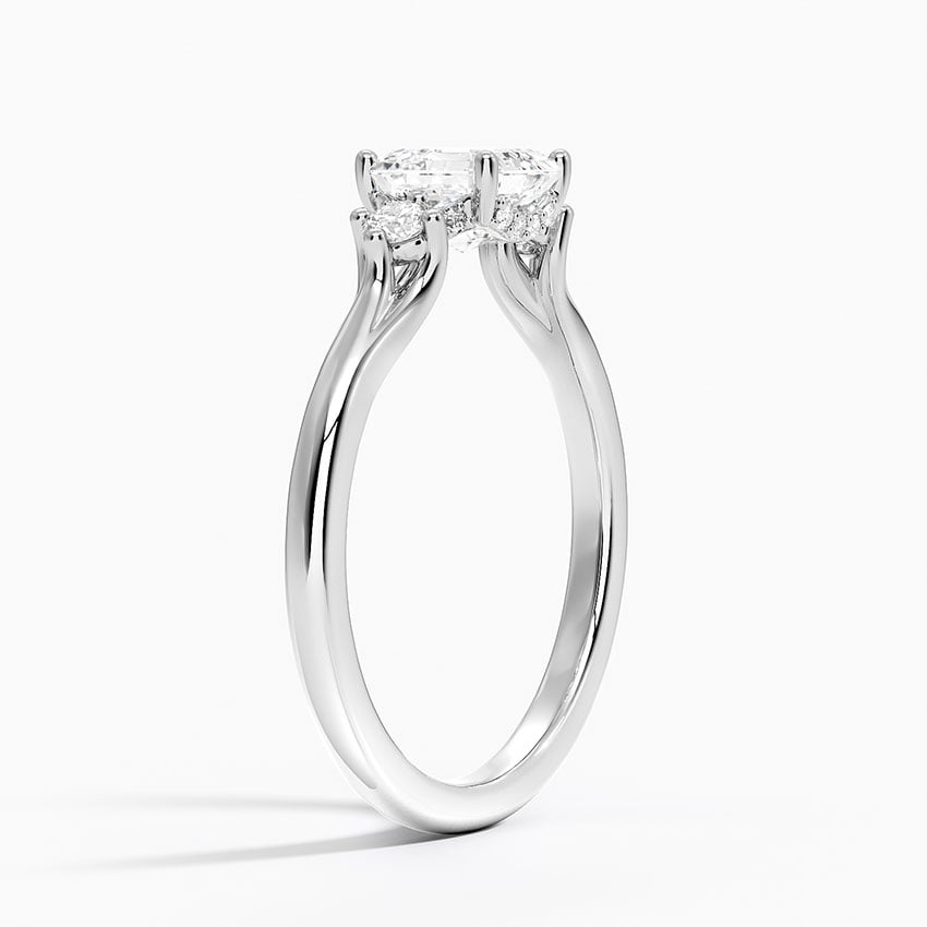 Floating Three Stone Diamond Ring Platinum Asscher Engagement Ring