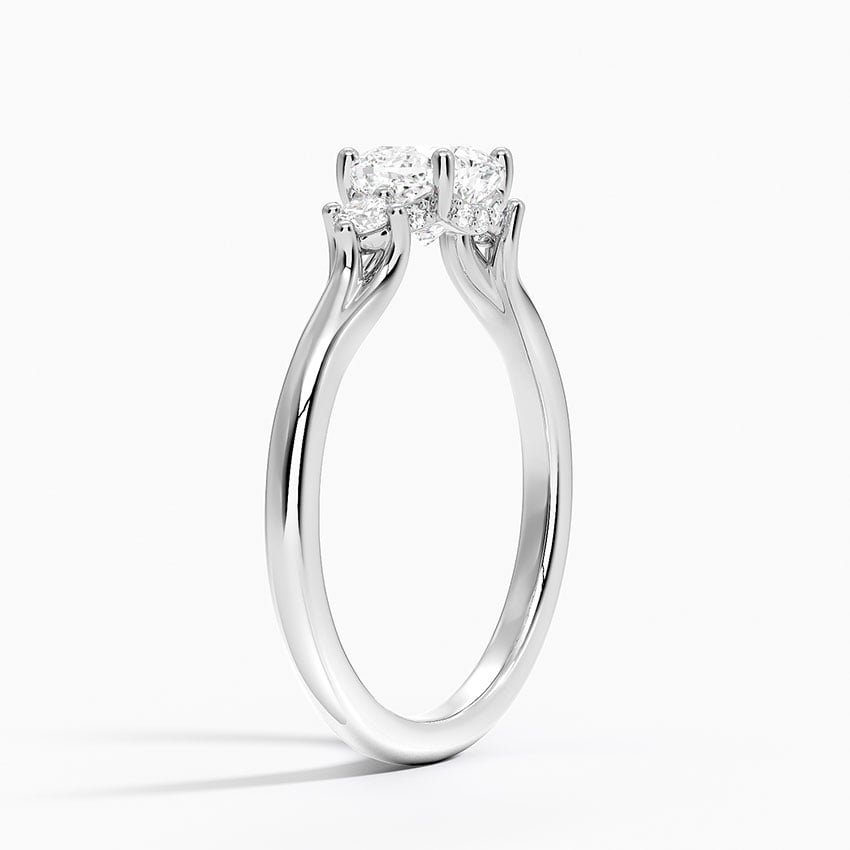 Floating Three Stone Diamond Ring Platinum Cushion Engagement Ring