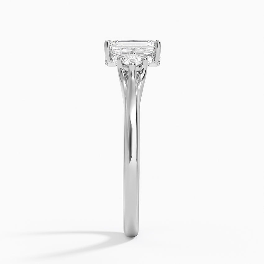 Floating Three Stone Diamond Ring Platinum Emerald Engagement Ring