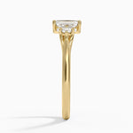 Floating Three Stone Diamond Ring Yellow Gold 18k Emerald Engagement Ring