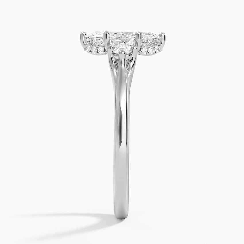 Floating Three Stone Diamond Ring Platinum Marquise Engagement Ring