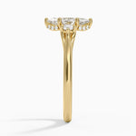 Floating Three Stone Diamond Ring Yellow Gold 18k Marquise Engagement Ring