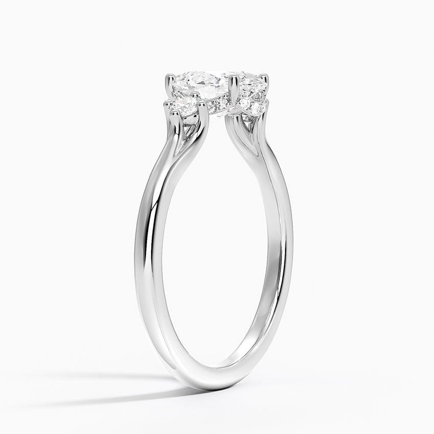 Floating Three Stone Diamond Ring Platinum Oval Engagement Ring