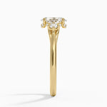 Floating Three Stone Diamond Ring Yellow Gold 18k Oval Engagement Ring