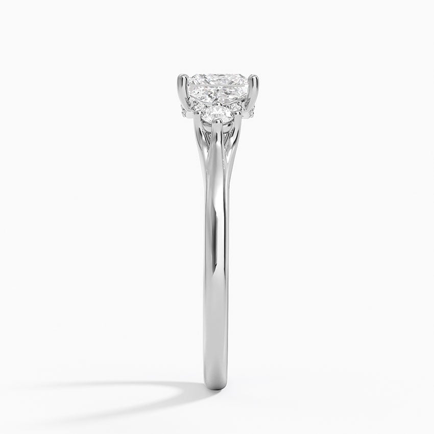 Floating Three Stone Diamond Ring Platinum Princess Engagement Ring