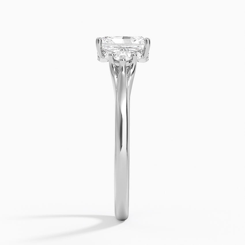 Floating Three Stone Diamond Ring Platinum Radiant Engagement Ring
