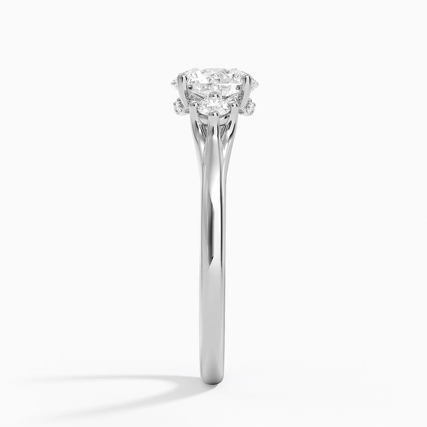 Floating Three Stone Diamond Ring Platinum Round Engagement Ring