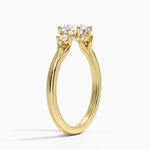 Floating Three Stone Diamond Ring Yellow Gold 18k Round Engagement Ring