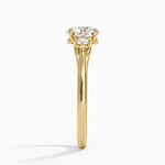 Floating Three Stone Diamond Ring Yellow Gold 18k Round Engagement Ring