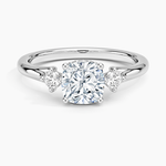 Floating Three Stone Diamond Ring Platinum Cushion Engagement Ring