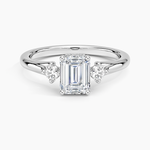 Floating Three Stone Diamond Ring Platinum Emerald Engagement Ring