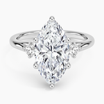 Floating Three Stone Diamond Ring Platinum Marquise Engagement Ring